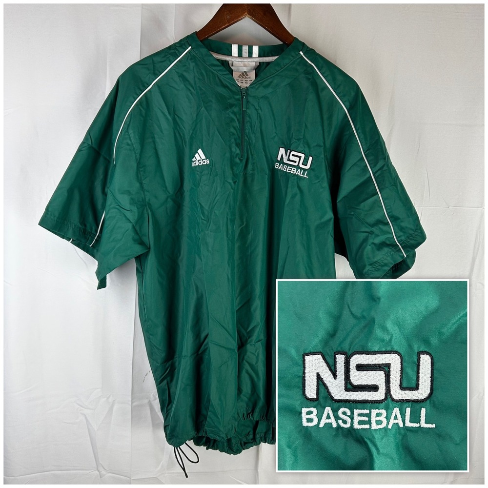 Northeastern State‎ Riverhawks Adidas Windbreaker M Green NSU Baseball 1/4 Zip